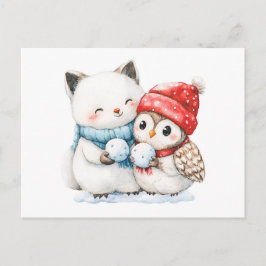 Aquarellbilder für arktische Focken und Eulen mit Postkarte