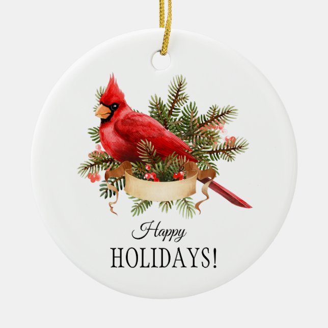 Aquarellbilder für Roten Kardinal Keramik Ornament (Vorne)