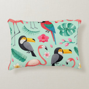 Aquarellbilder für Vögel, tropische Blume Dekokissen