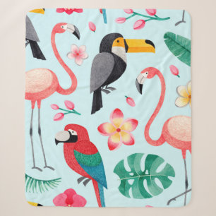 Aquarellbilder für Vögel, tropische Blume Sherpadecke