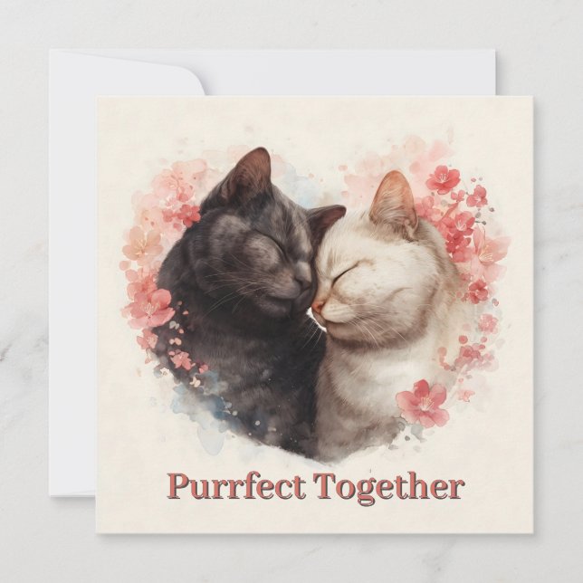 Aquarellbilder für zwei Katzen - Nuzzling (Vorderseite)