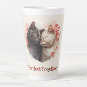 Aquarellbilder für zwei Katzen - Nuzzling Milchtasse