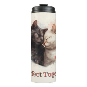 Aquarellbilder für zwei Katzen - Nuzzling Thermosbecher