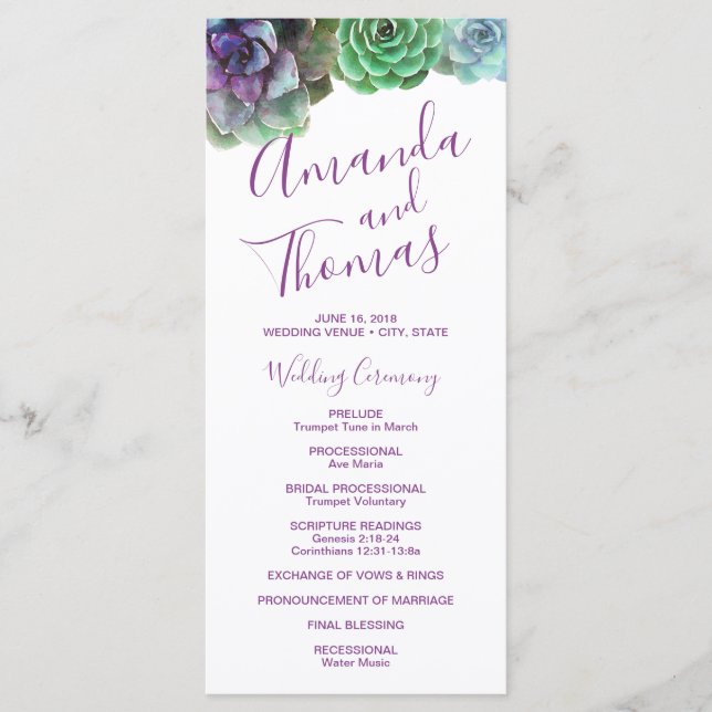 Aquarellbilder | Hochzeit Programm (Vorderseite)
