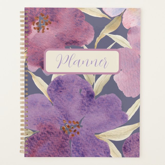 Aquarellbilder in violettem Hintergrund Planer (Vorderseite)