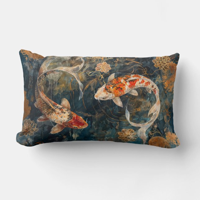 Aquarellbilder Koi Lendenkissen (Vorderseite)