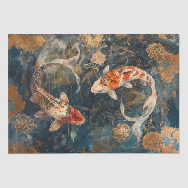 Aquarellbilder Koi Seidenpapier (Vorderseite)