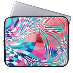 Aquarellbilder mit linearen Wellen Laptopschutzhülle