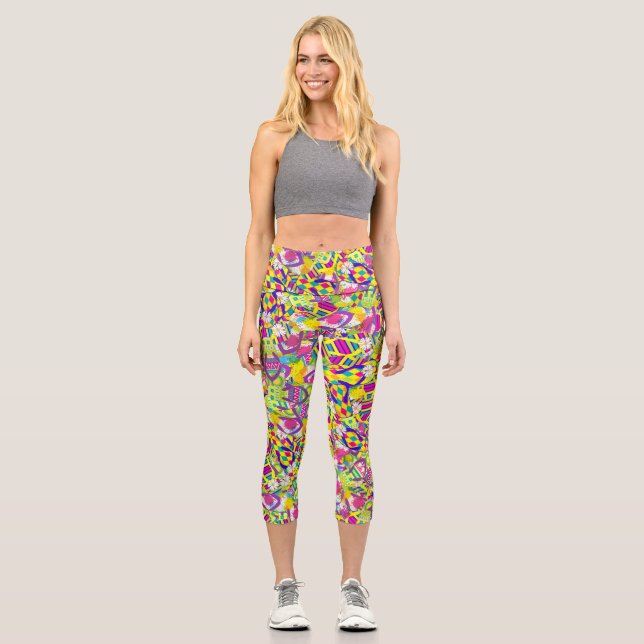 Aquarellbilder, Muster Gedreht Flop Capri Leggings (Vorderseite)