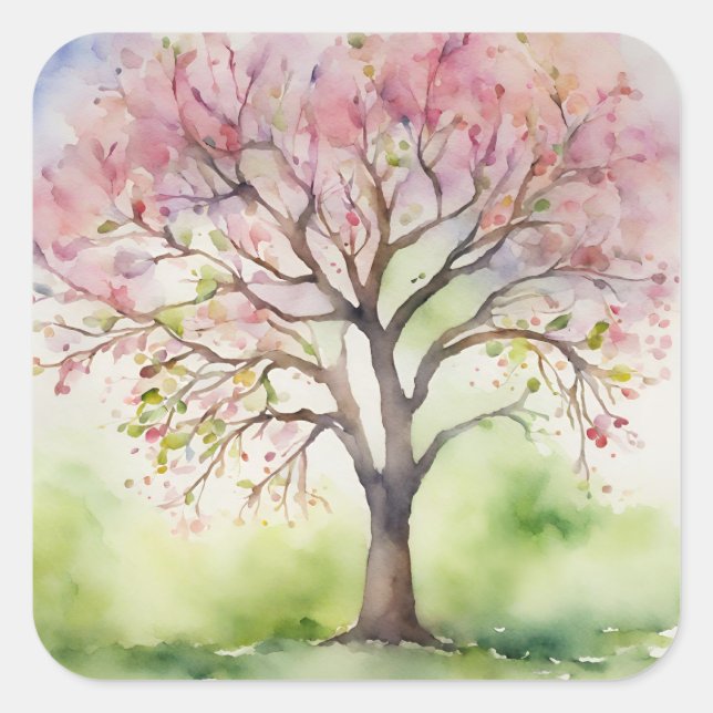 Aquarellbilder Quadratischer Aufkleber (Vorderseite)