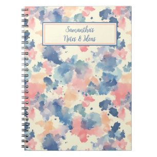 Aquarellbilder Rosa Blau Notizblock
