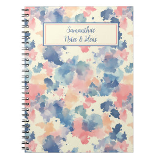 Aquarellbilder Rosa Blau Notizblock