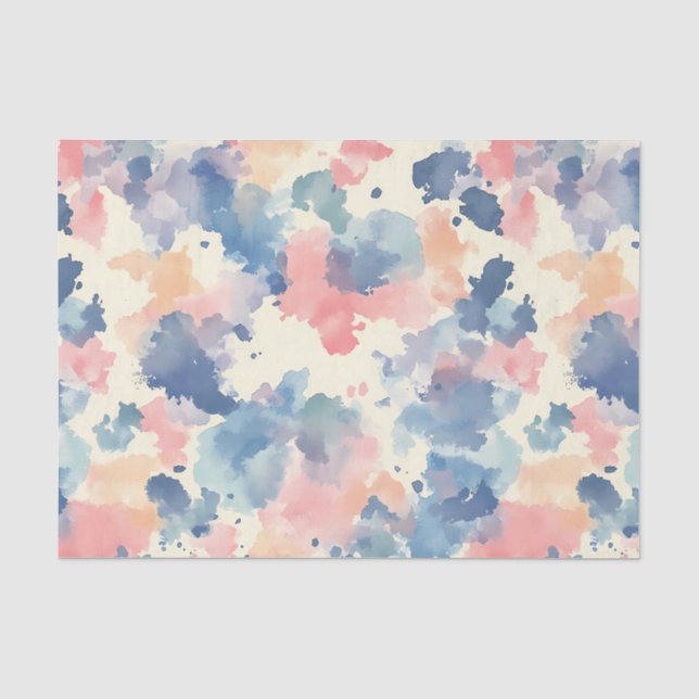 Aquarellbilder Rosa Blau Seidenpapier (Vorderseite)