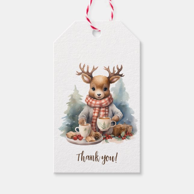 Aquarellbilder rustikale Designgeschenktags Geschenkanhänger (Vorderseite)
