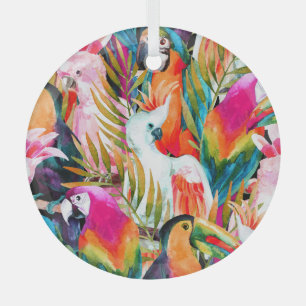 Aquarellbilder: tropisches nahtloses Muster Ornament Aus Glas