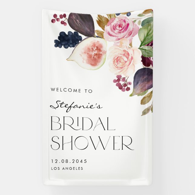 Aquarellbilder und Brautparty Berry Floral Banner (Vertikal)