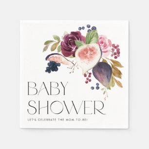 Aquarellbilder und Burgunder-Babydusche Serviette
