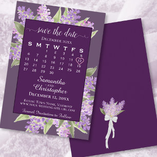 Aquarellbilder und Lila Hochzeit Save The Date