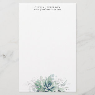 Aquarellbilder und Silbergrün Elegant Briefpapier