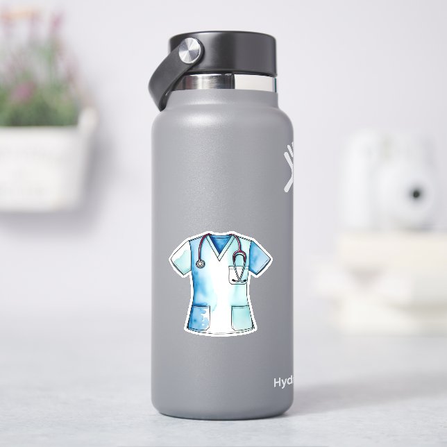Aquarellbilder und Stethoskop Aufkleber (HydroFlask)