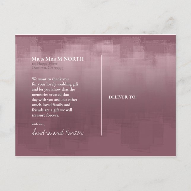 Aquarellbilder Vielen Dank Mauve ID774 Postkarte (Rückseite)
