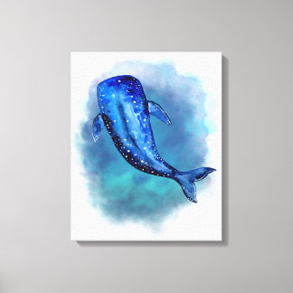 Aquarellbilder von Blauwal Leinwanddruck