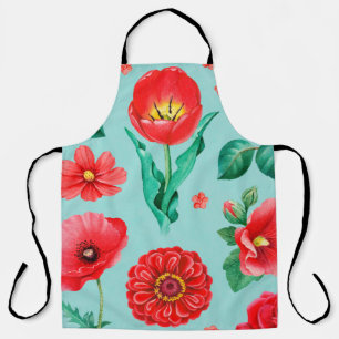 Aquarellbilder von roten Blume. nahtlos Schürze