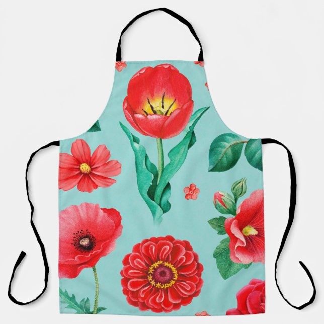 Aquarellbilder von roten Blume. nahtlos  Schürze (Vorderseite)