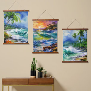 Aquarellbilder Wandteppich Mit Holzrahmen
