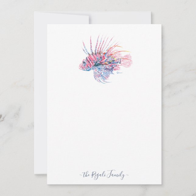 Aquarellbinerfisch Personalisiertes Geschirr Mitteilungskarte (Vorderseite)