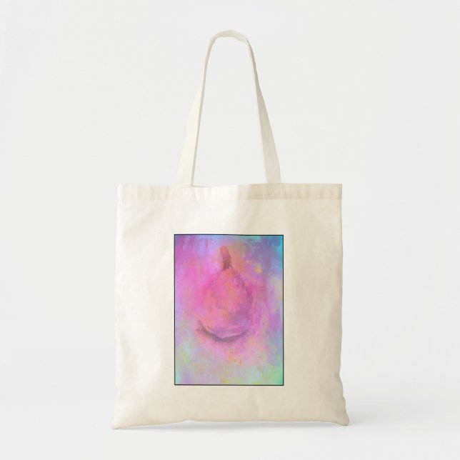 Aquarellbirne in rosa Stillleben Abstrakt Tragetasche (Vorne)