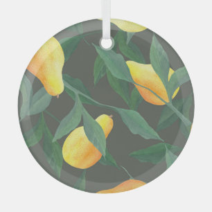 Aquarellbirnen, Blätter: botanisch nahtlos. Ornament Aus Glas