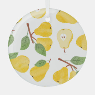Aquarellbirnen Vintages Fruchtmuster Ornament Aus Glas