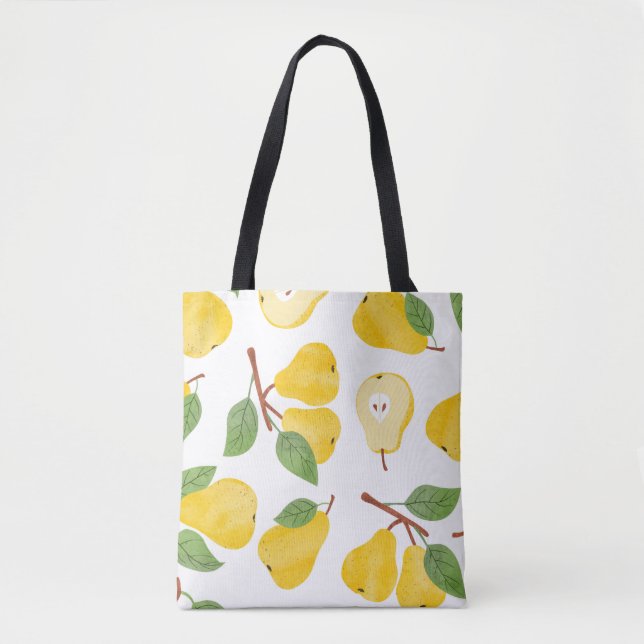 Aquarellbirnen Vintages Fruchtmuster Tasche (Vorderseite)