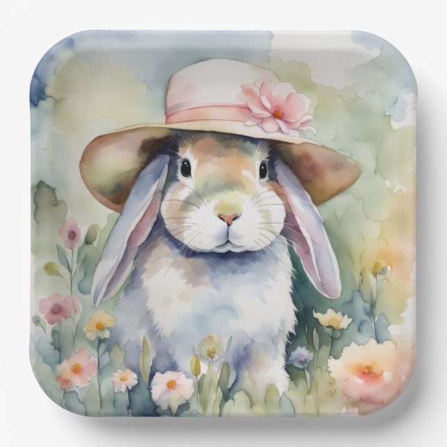 Aquarellblase mit neuem Hut Pappteller (Vorderseite)