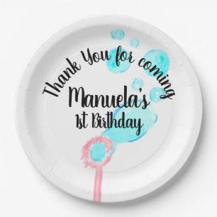 Aquarellblase Wand Pop Pop Pop Geburtstag Pappteller