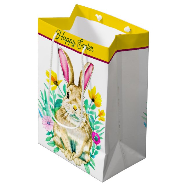 Aquarellblasen und Blume Ostern Mittlere Geschenktüte (Vorderseite Schrägansicht)