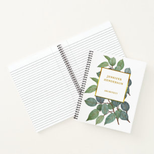 Aquarellblätter elegante Gold professionell Notizbuch