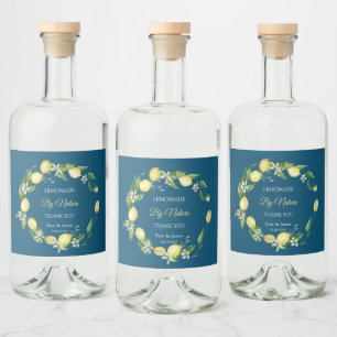 Aquarellblau Alkoholflaschenetikett