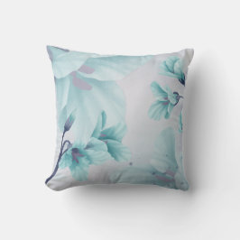 Aquarellblau Aqua Aquamarine Blume Akzent Kissen