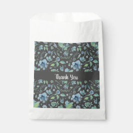 Aquarellblau auf dunkelgraue Blüte - kundenspezifi Geschenktütchen