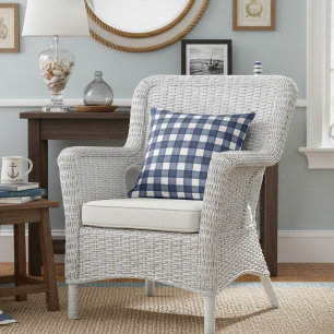 Aquarellblau-Bauernhof Kariert Kissen