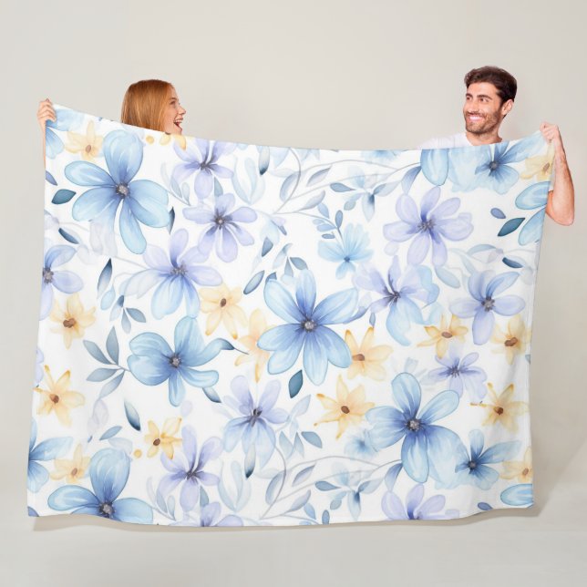 Aquarellblau blühend nahtlos fleecedecke (Beispiel)