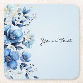 Aquarellblau Blumen Papier Untersetzer