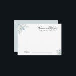 Aquarellblau - Blumenempfehlungen und Wünsche Hinweiskarte<br><div class="desc">Ein staubblaues Design mit schönen Blume. Sie können die Farben und Textdetails ändern.</div>