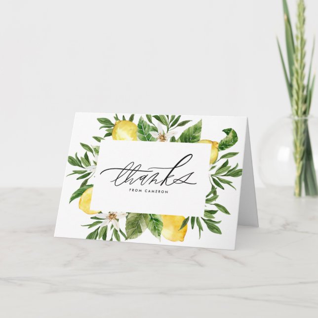 Aquarellblau-Blüten machen Geburtstag Dankeskarte (Vorderseite)