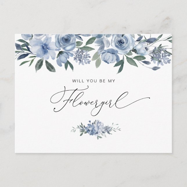 Aquarellblau Blütenblütenblume wird eine Blumenkar Postkarte (Vorderseite)