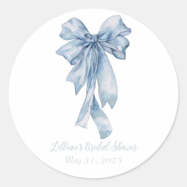 Aquarellblau-Bow-Aufkleber Runder Aufkleber (Vorderseite)
