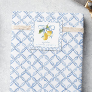 Aquarellblau Bow Lemons Geschenkverpackung Mitteilungskarte