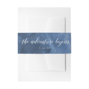 Aquarellblau Das Abenteuer beginnt mit Hochzeit Einladungsbanderole